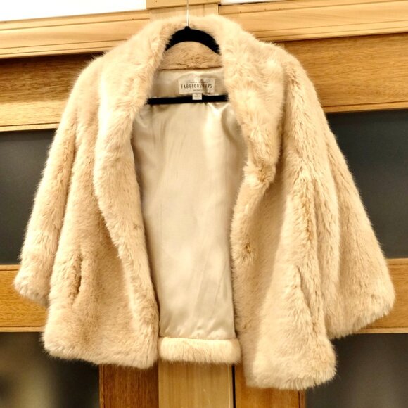 DONNA SALYER'S FABULOUS FURS~Blonde Mink~FAUX FUR 3/4 SLEEVE JACKET - Picture 4 of 5